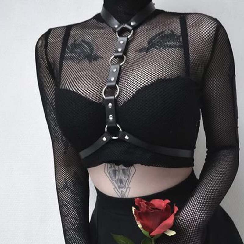 Ckmorls sexy couro arnês punk erótico lingerie feminina corpo alças superiores para dois amantes goth suspensórios bdsm bondage liga cinto