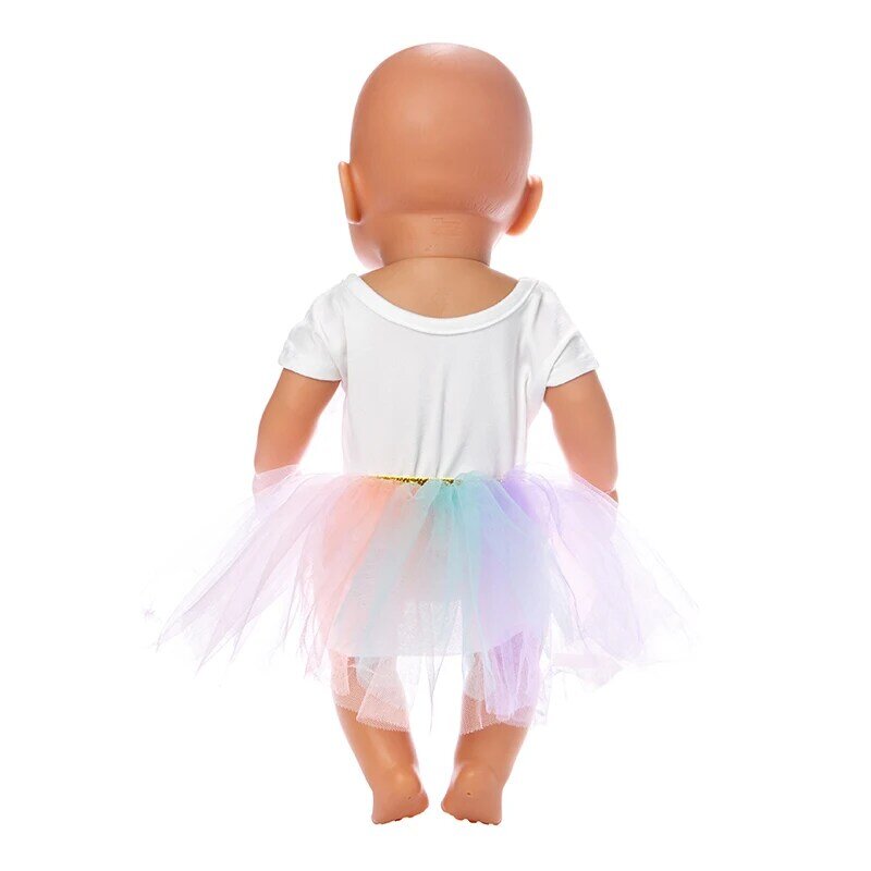 Accesorios de ropa para muñecas, traje de falda de gasa rosa, azul y rojo, ajuste de 18 pulgadas, 40cm-43cm, regalo de cumpleaños para bebé recién nacido