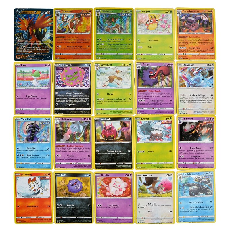 9 Pcs/Bag Pokemon Cards Spanish Version Vmax EX Mega Energy Shining Pokemon Card Game Trading Collection Cards Pokemon VMAX Card