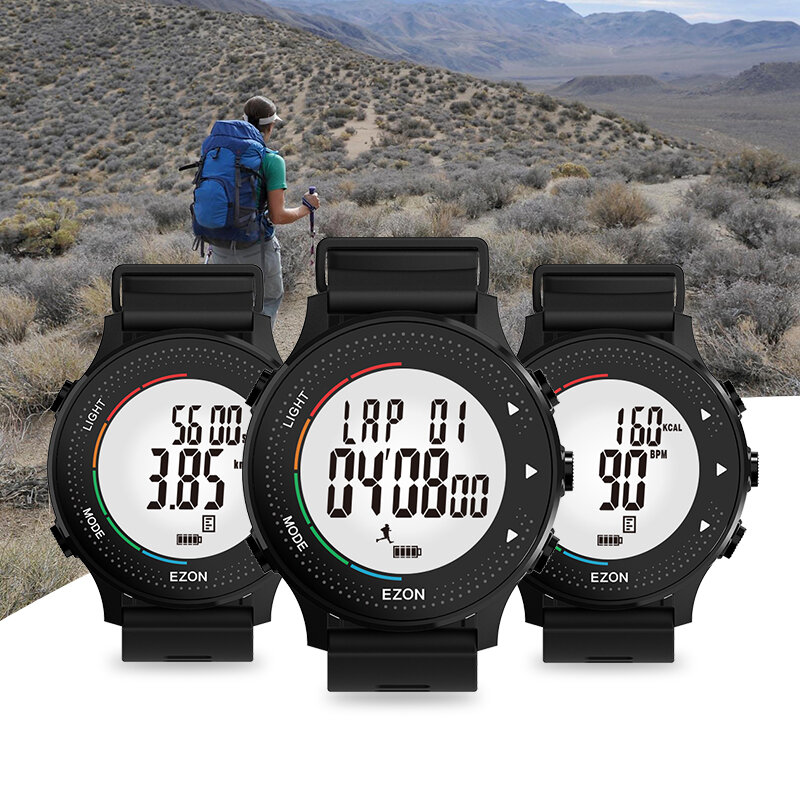 Digitale Aktivität Tracking Uhr mit Herz Rate Monitor Schrittzähler Stoppuhr Timer Wasserdicht 50M für Outdoor Sport Lauf