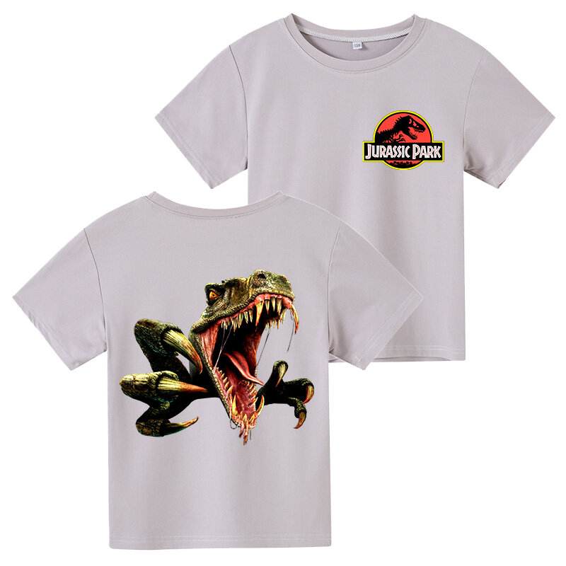 2021 giochi estivi per bambini Jurassic Park T-Shirt in cotone animazione Cartoon ragazzi vestiti per ragazze 4-14T top estivi stampa stile Fit