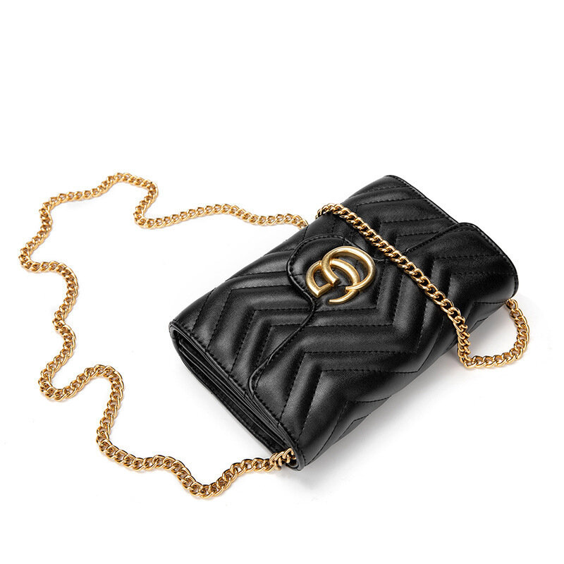 2021 새로운 패션 트렌드 지갑 미니 핸드백 클러치 워터 웨이브 원 숄더 대각선 체인 가방 캐주얼 가방 클러치 백
