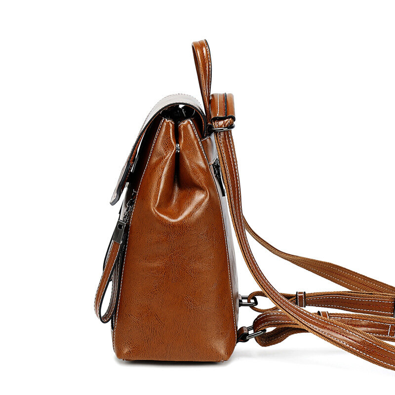 Genuine Leather Women Backpack Vintage Cowhide Messenger Bag For Girls Small Fashion Female Shoulder Bags Multi-purpose Bolso