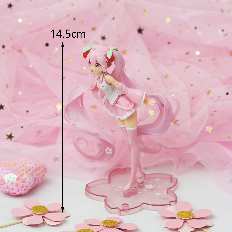 14cm anime rosa sakura figuras de ação brinquedos meninas bonecas pvc figura modelo brinquedos presente