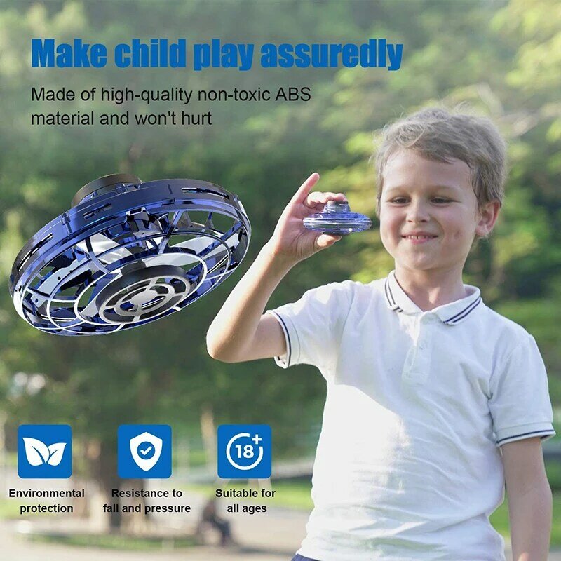 Volante punta delle dita giroscopio giocattolo di compressione rotante palla volante UFO sospensione induzione aereo LED emissione di luce giocattolo per bambini