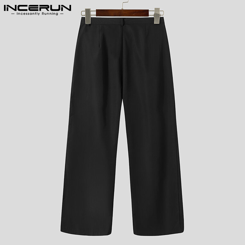 Przystojny dobrze dopasowane męskie pantalony kontrast kolor kieszonkowy plisowane szerokie nogi casualowe w stylu Streetwear spodnie w stylu 2021 S-5XL INCERUN