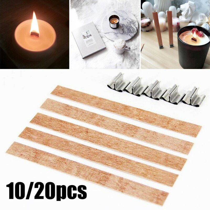 Wooden Candle Core And Metal Sustainer 75mm X 12.5mm Wood Craft Making DIY Candle Making Supplies Handmade Soy Parffin Wax
