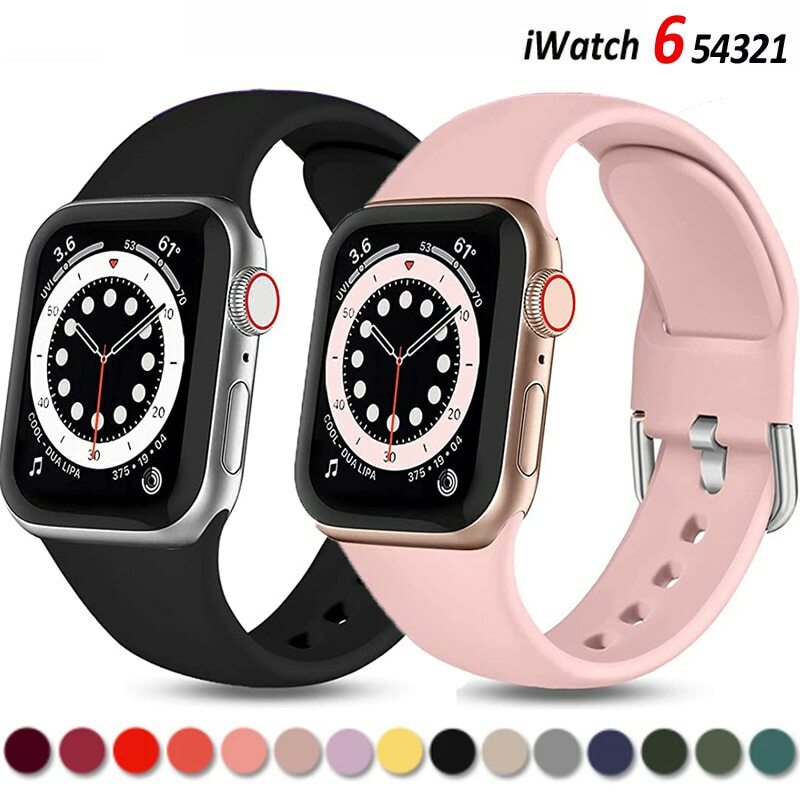 Silicone Strap For Apple Watch band 44mm 40mm 38mm 42mm 44 mm Rubber watchband smartwatch bracelet iWatch serie 3 4 5 6 se band