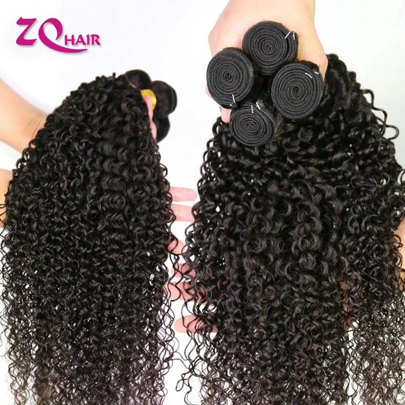 Extensiones de cabello humano rizado brasileño, 8-24 pulgadas de largo, doble trama, color Natural, Remy, 1, 3, 4, 5 uds.