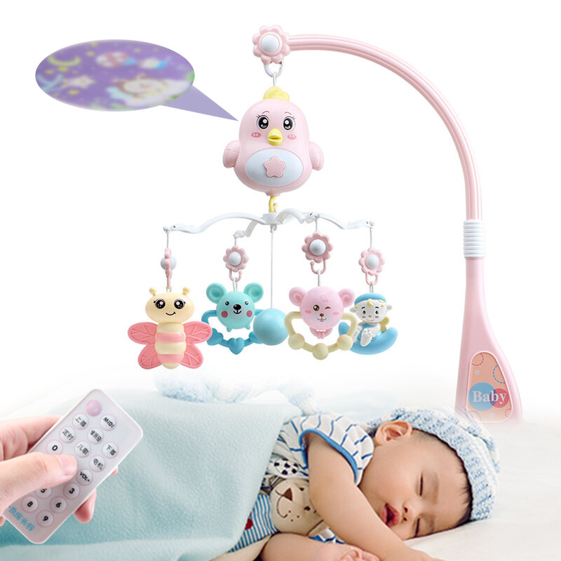 Móbile com chocalhos para berço de bebê, brinquedo musical com chocalhos para bebês de 0-12 meses