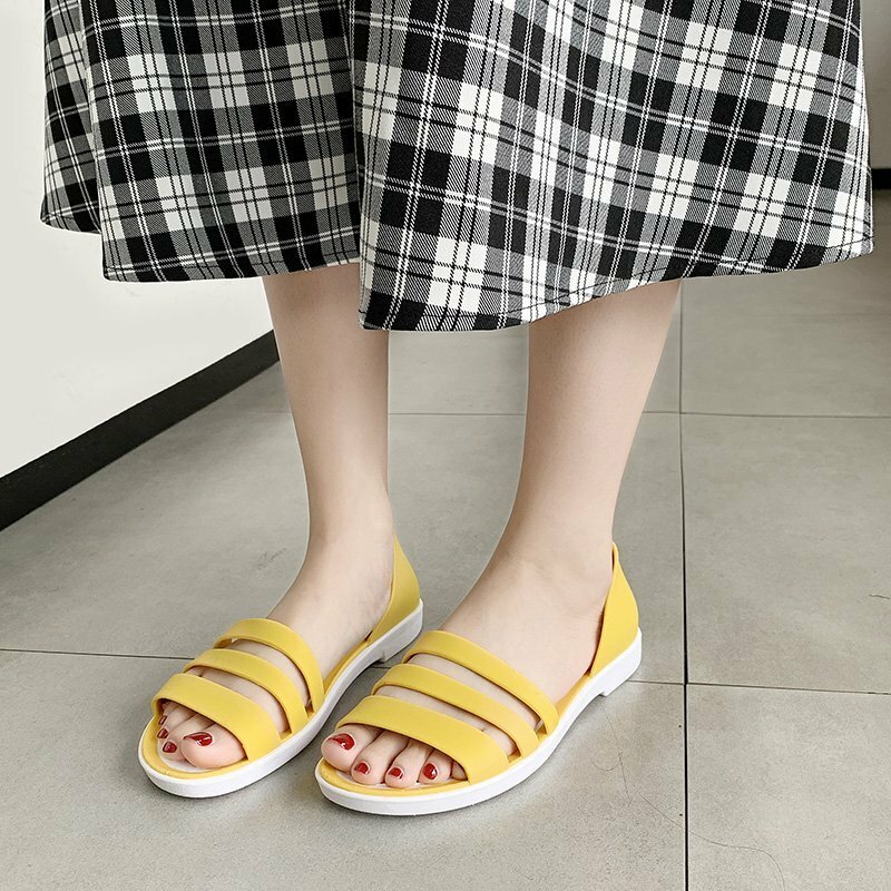 Nowe letnie mieszkania sandały damskie buty 2021 galaretki plażowe sandały wygodne obuwie codzienne damskie kapcie Chaussures Femme
