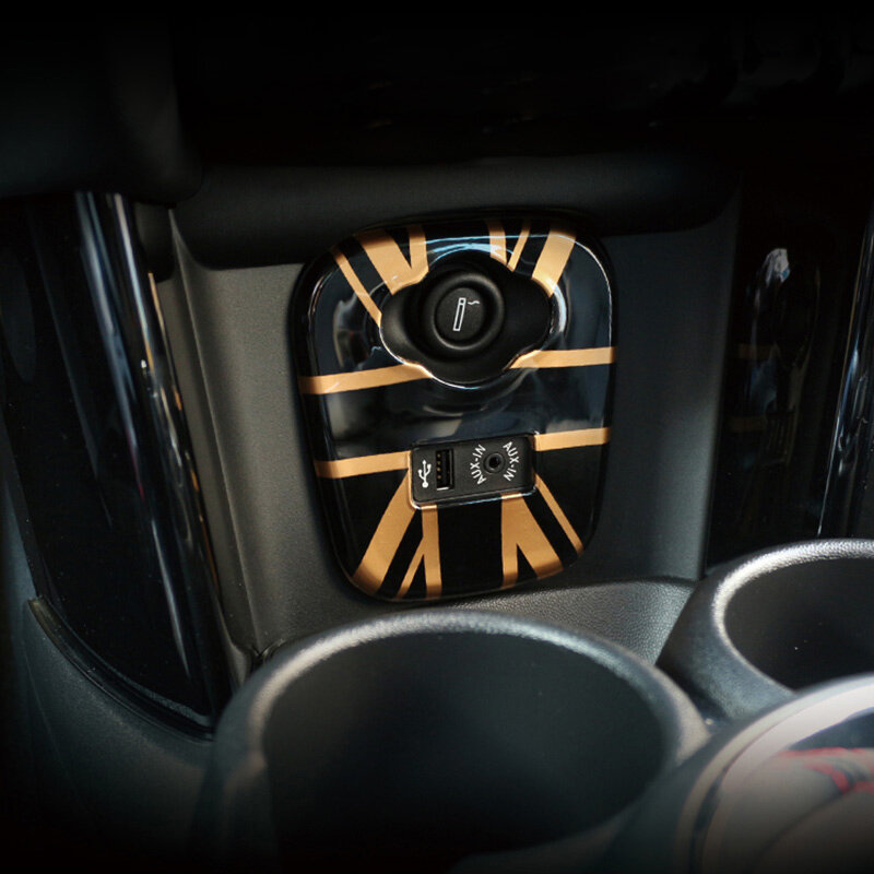 Stiker dekorasi panel pengisi daya pemantik rokok Panel pusat mobil untuk BMW MINI COOPER ONE PLUS F55 F56 penata pemantik rokok