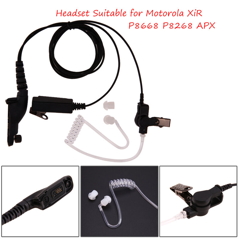 Air Acoustic Tube Earpiece PTT Mic Headset for Motorola XiR P8668 P8268 APX Earphone
