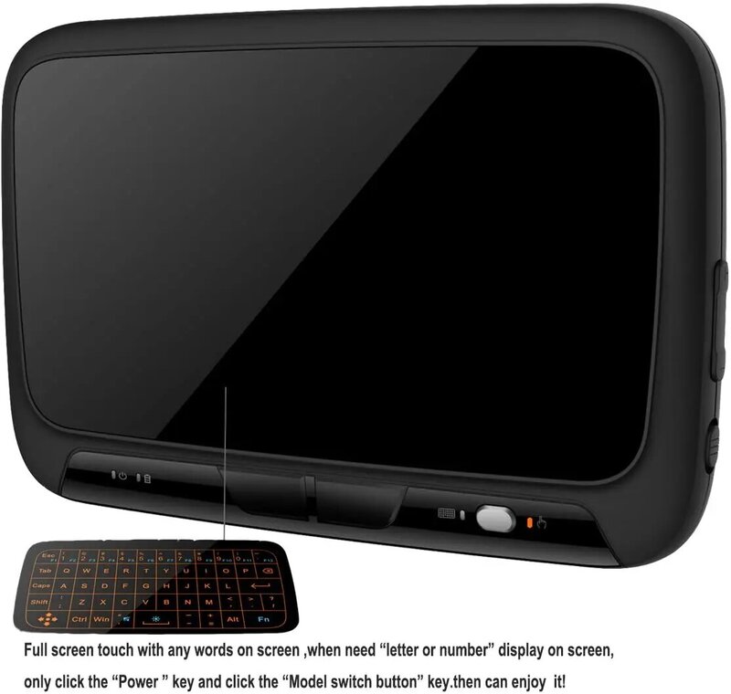 H18 + Mini bezprzewodowa klawiatura podświetlany pełny ekran bez alfabetu mysz Touchpad Combo pilot zdalnego sterowania na akumulator na PC Android Tv B