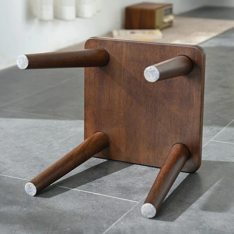 Taburete pequeño de roble Retro, mesa de centro de madera maciza, taburete cuadrado extraíble para zapatos, sala de estar