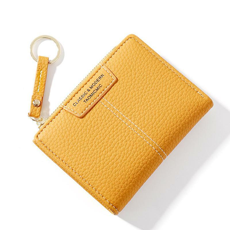 Marca amarelo carteira feminina de couro macio do plutônio bolsa feminina mini ferrolho titular do cartão bolsa de moedas carteiras finas pequenas carteira