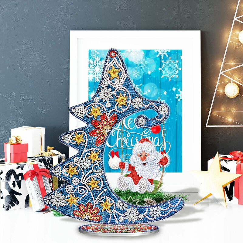 Diy pintura diamante de cristal árvore natal artesanato pintura diamante kit casa ornamentos mosaico arte natal ano novo decoração para casa