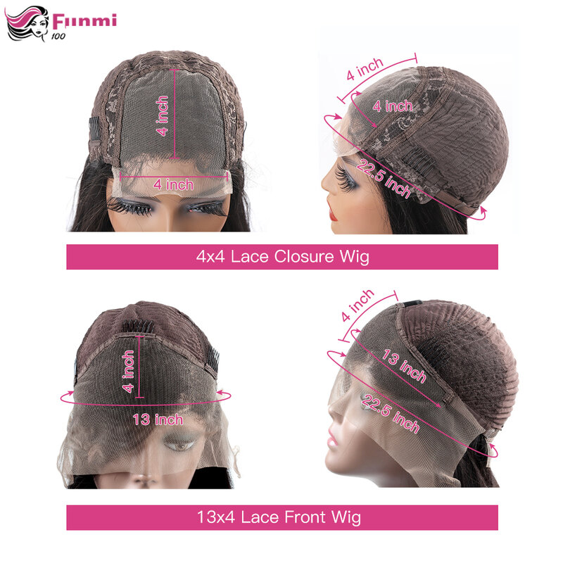 Peruca solta de cabelo humano para mulheres negras, 13x4, com tela frontal, 4x4, pré-colado, remy