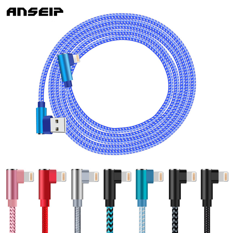 ANSEIP – câble USB 3A pour recharge rapide et transfert de données, cordon de chargeur pour téléphone iPhone 13/12/11/Pro/Max/6/7/8/5/Plus/X/XR/XS/SE et iPad