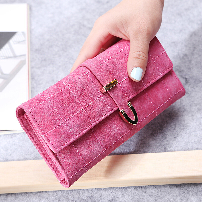 Nowy podłużny portfel damski wersja japońska i koreańska prosty telefon komórkowy torba damska klamra do torby skóra matowa wiele kart