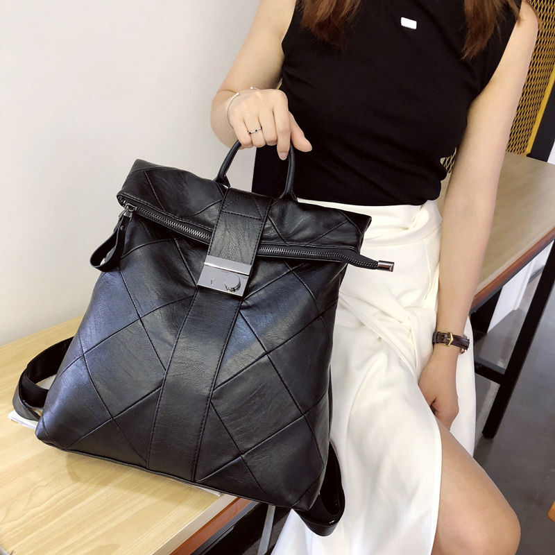 2021 New Women's Backpack Bag High Capacity Schoolbag Versatile Fashion Backpack Shoulder Bag Soft Leather for Girls Ladies