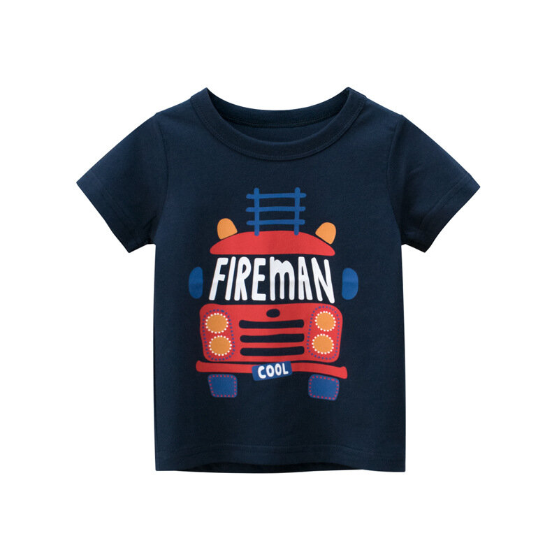 Camiseta de manga corta para niños, ropa de bombero, novedad