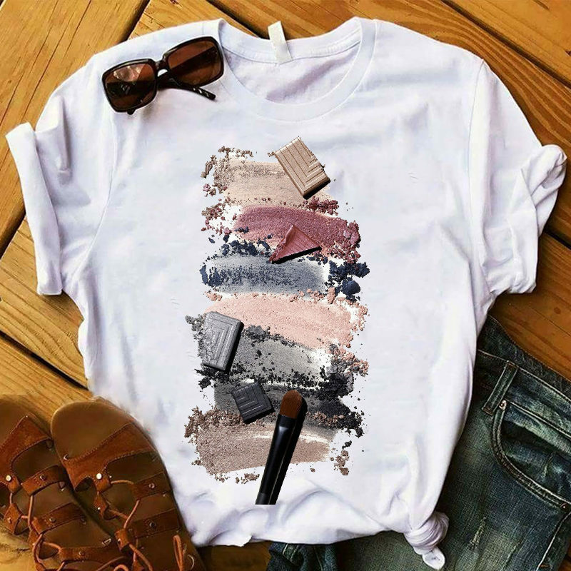 Женские футболки с принтом ногтей, футболка с коротким рукавом, женские модные топы с графическим принтом в стиле Харадзюку, футболка оверс...