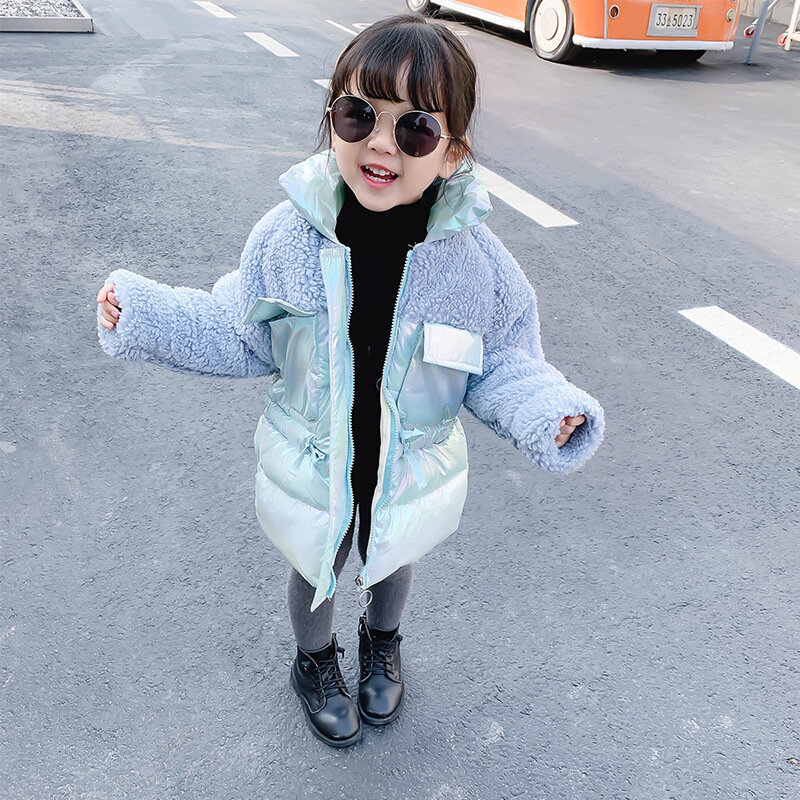 ホット販売ラムズウールパッチワーク綿のコート子供プラスベルベットジャケット厚みのアウターウェアは、子供服ws1301