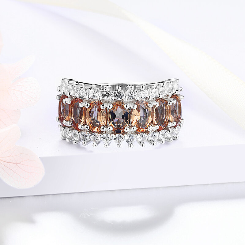 Mintybox Kesultanan Batu Permata Cincin untuk Wanita Padat 925 Perak Murni Perhiasan Oval 4*6 Perhiasan Pertunangan Kedatangan Baru 2021