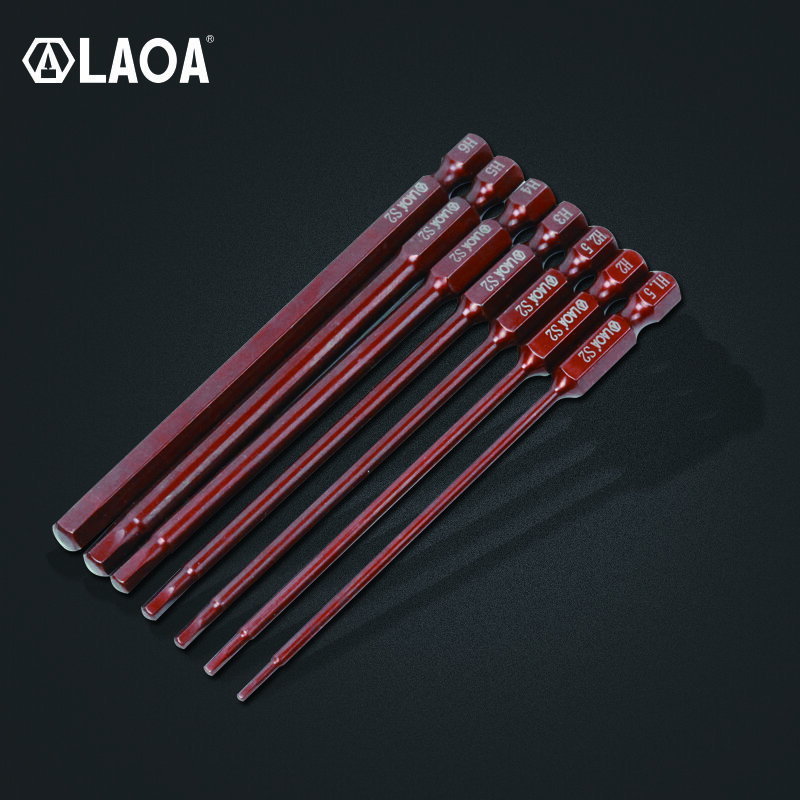 LAOA – mèches hexagonales électriques S2, 1 pièce, H1.5/2/2.5/3/4/5/6mm, 50/100/150mm de longueur, embout hexagonal magnétique