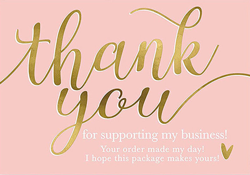 10-50pcs Pink Thank You for Supporting My Small Business Card Thanks Greeting Card Appreciation Cardstock for Sellers Gift 5*9cm