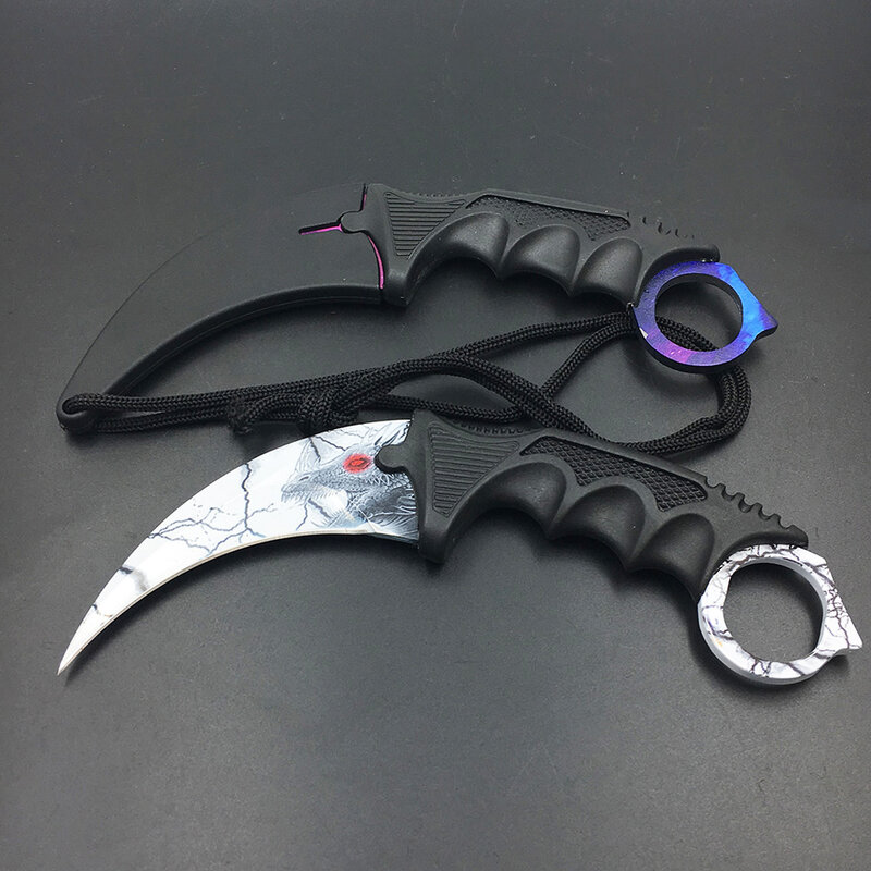 CS GO нож-керамбит Counter Strike коготь нож для шеи с ножнами тигровый зуб настоящий нож для резки красный, синий, золотой нож для кемпинга