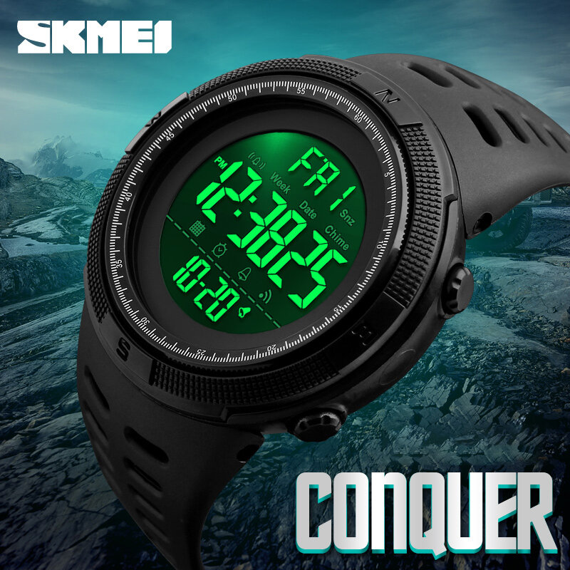 SKMEI Outdoor Sport Uhren Männer 50M Wasserdichte Doppel Zeit Countdown-Uhr Chrono Digital Alarm Armbanduhren Relogio Masculino