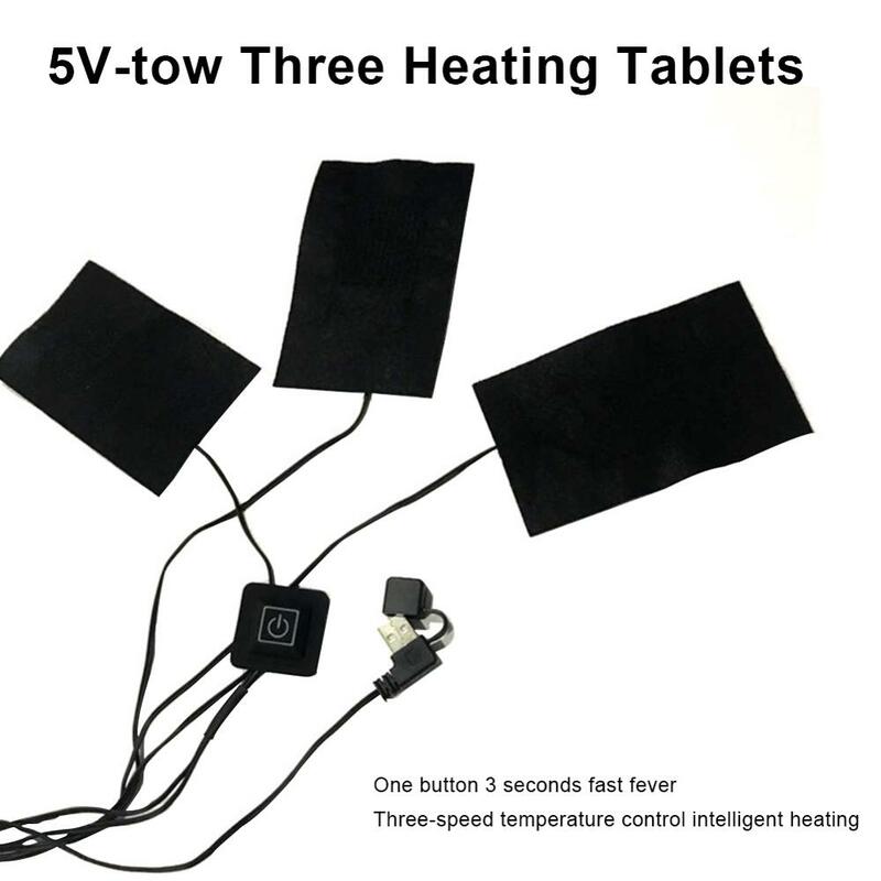 Coussinets chauffants pour veste chauffante USB, Thermostat à trois niveaux, Inserts de chaleur pour l'extérieur en hiver, feuilles de gilet chaud avec 3/5 comprimés de chaleur