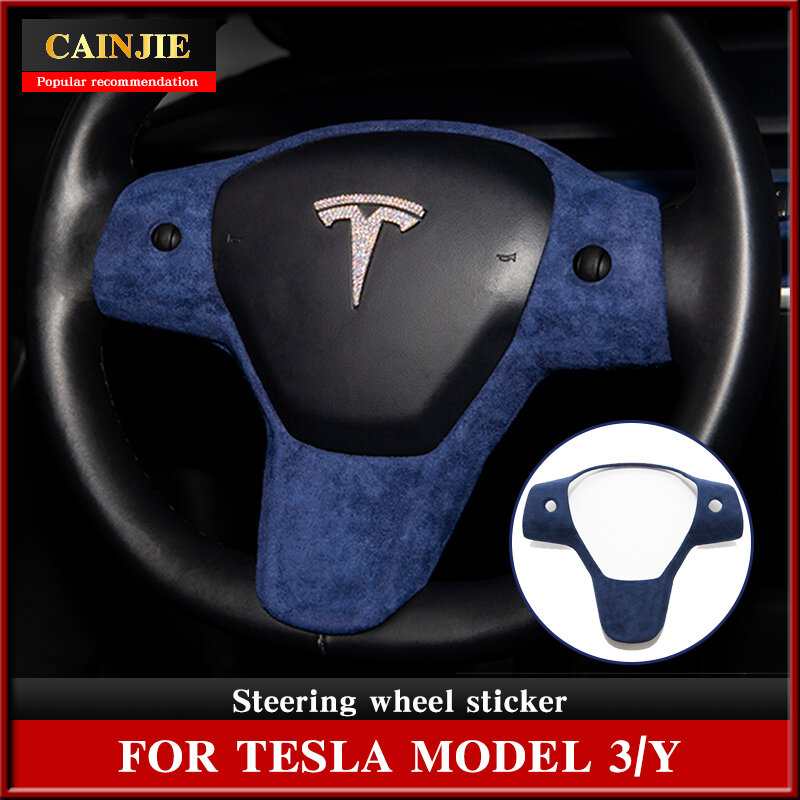 Per Tesla modello 3 2021 accessori adesivo volante girare pelliccia modello3 volante decorativo ABS modello Y 2020