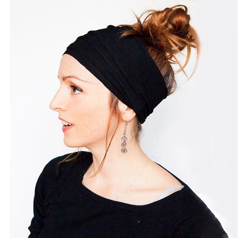 Einfarbig Frauen Rutschfeste Elastische Falten Yoga Haarband Mode Breite Sport Stirnband Läuft Zubehör Sommer Stretch Haar Band