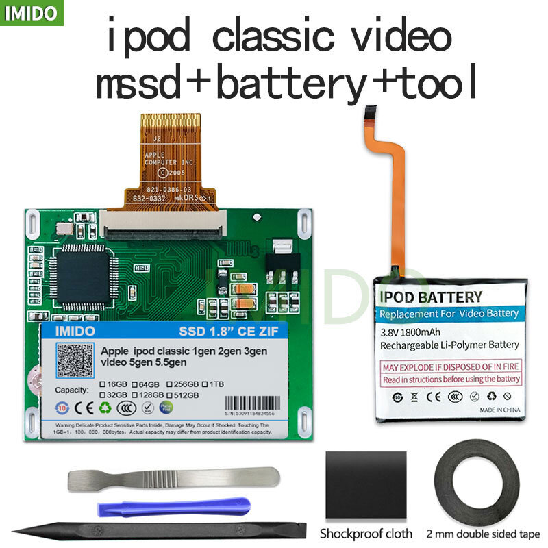 Nuovo SSD 128GB 256GB 512GB 1TB per Ipod Classic 7Gen Ipod Video 5th sostituire muslimatexomk1634gal Ipod HDD Tool