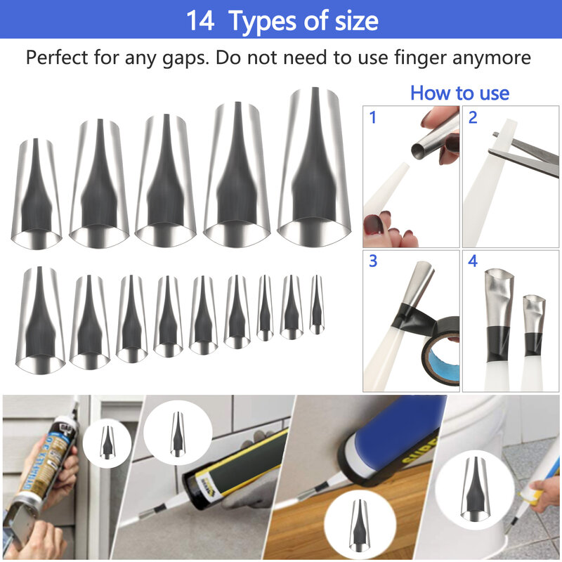 31 pz/set Kit di utensili per calafataggio in acciaio inossidabile blu sigillante siliconico finitura ugello per calafataggio applicatore raschietto per malta riutilizzabile