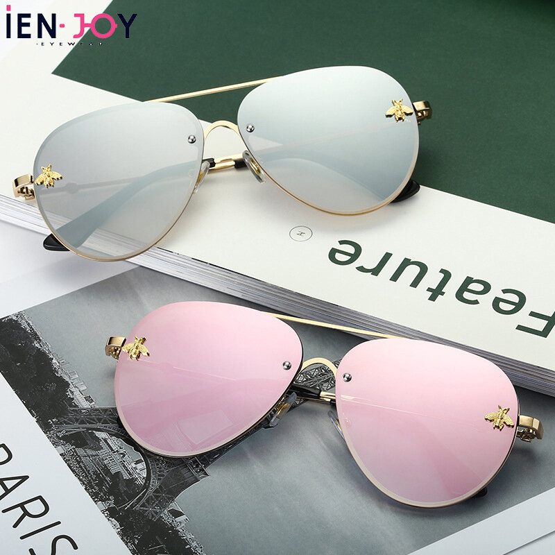 Ienjoy 2019sun002 vintage moda piloto óculos de sol feminino abelha óculos femininos
