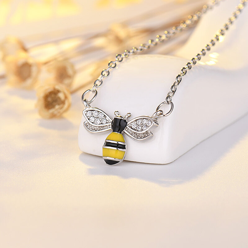FENGLl romantyczny naszyjnik dla kobiet pszczoła złoty kolor łańcuch wisiorki urocze łańcuchy Link biżuteria