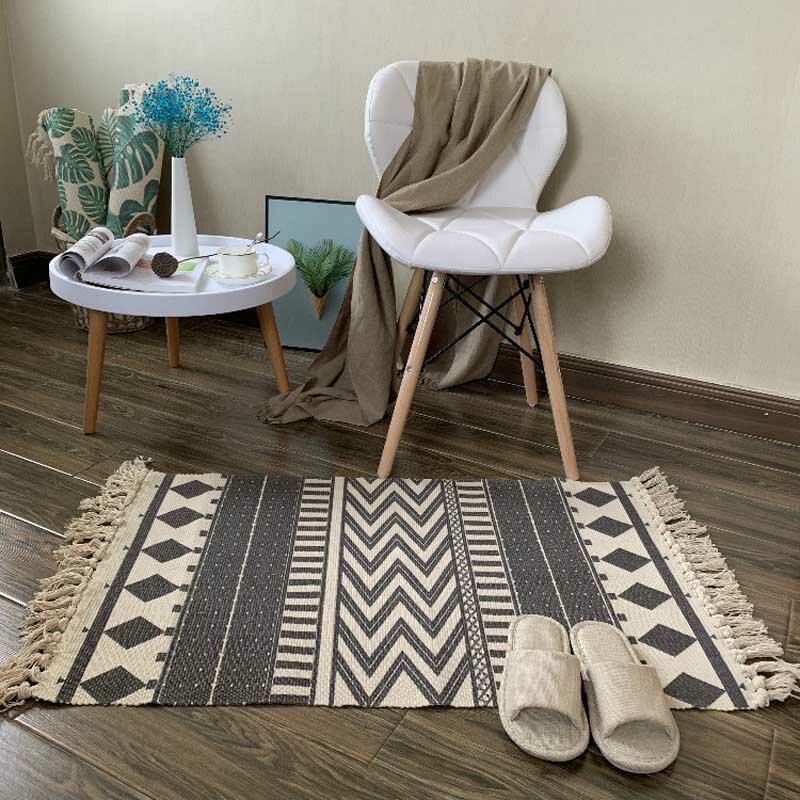 Cotton Tassel Home Weave Carpets Welcome Foot Pad Bedroom Study Room Floor Rugs Prayer Mattress