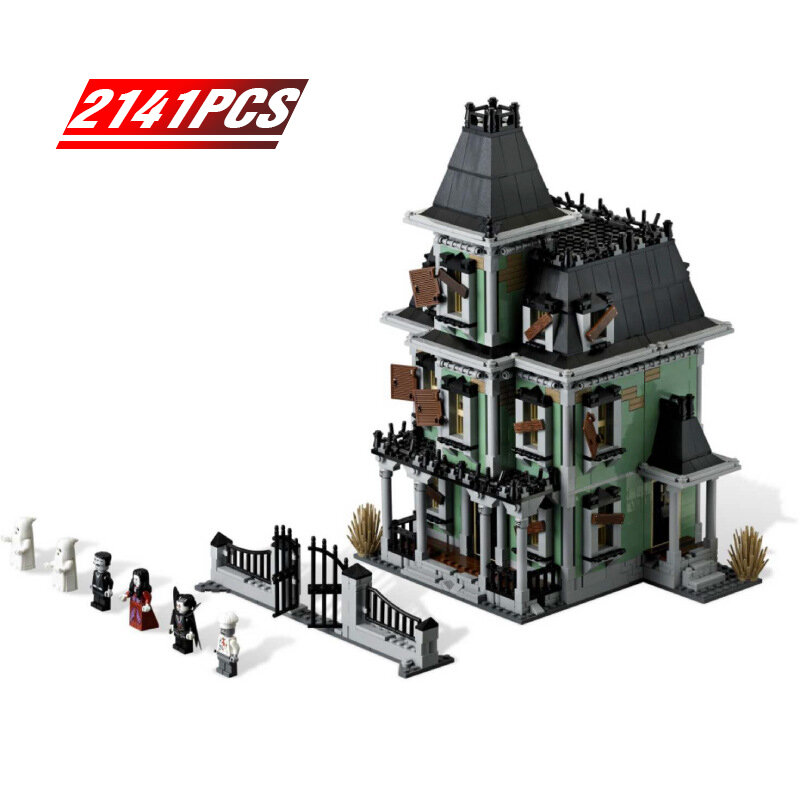 2141 Pcs Spookhuis Ghost Horror Film Bouwstenen Bricks Dracula Compatible10228 Halloween Gift Kerst Verjaardag Speelgoed