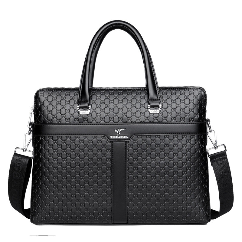 Men's Briefcase New Fashion Shoulder Bag 14" Laptop Bag Large Capacity Male Business Handbag Travel Bag for Man, Black & Brown