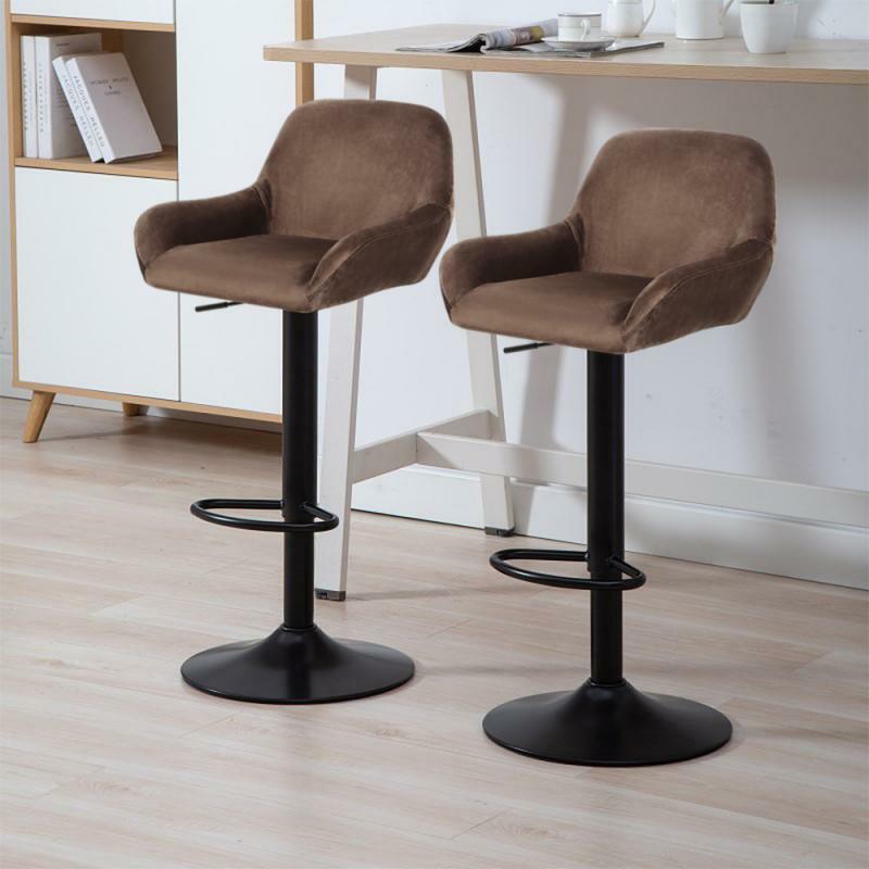 2PCS Nordic Bar chair Household Kitchen High Stool Light Luxury Flannel Backrest Kitchen Bar Hotel Furniture 51x52x63cm HWC