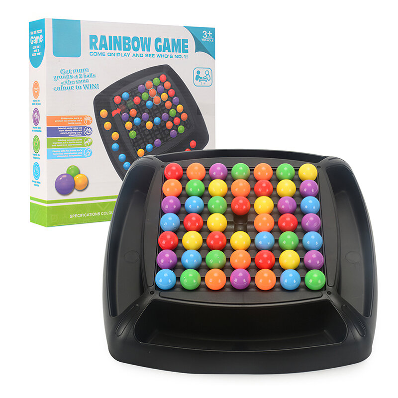 Nieuwe Rainbow Bal Puzzel Magische Schaakbord Eliminatie Games Training Kleurrijke Interactieve Puzzel Montessori Set Educatief Speelgoed