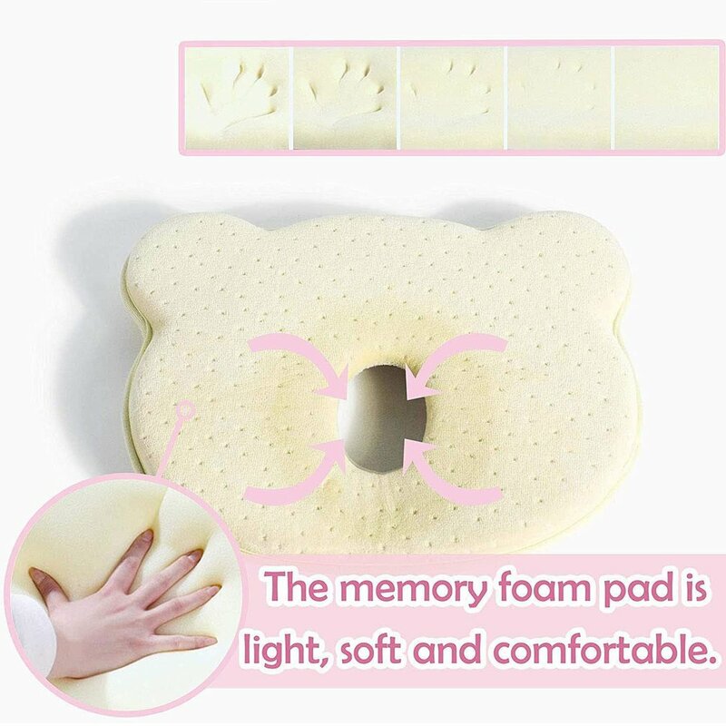Almofadas do bebê da espuma da memória que dão forma a travesseiros respiráveis do bebê para impedir a cabeça lisa almofada ergonómica do bebê dos recém-nascidos 0 12 12m