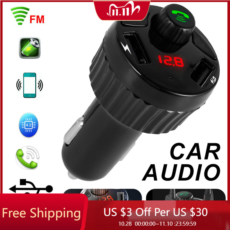 Modulateur Portable pour voiture, nouveau Kit avec lecteur MP3, Bluetooth, transmetteur FM, avec Microphone, Compatible à distance
