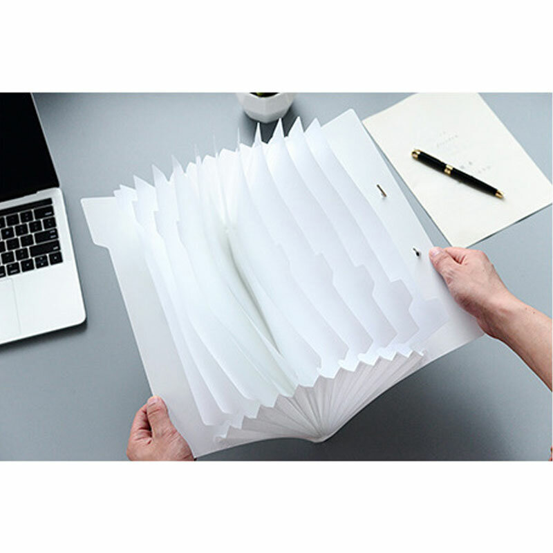 A4 Folder untuk Dokumen Kantor Organizer 5/12 Kantong Tas untuk Dokumen File Folder Fashinable Warna Putih & Hitam Alat Tulis