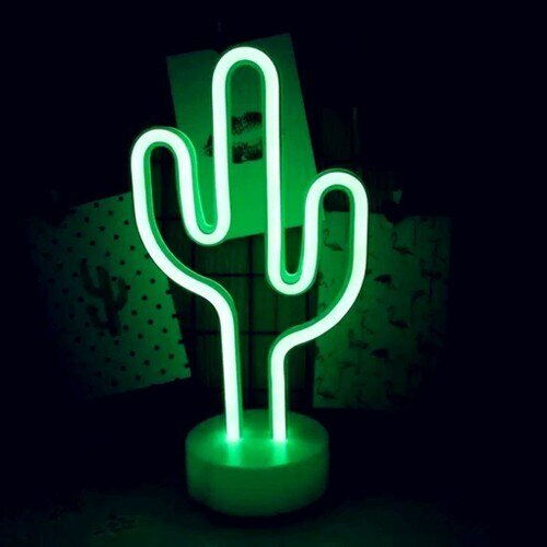 Evene noite lâmpada de mesa cactus néon lâmpada da noite lâmpada de néon cactus