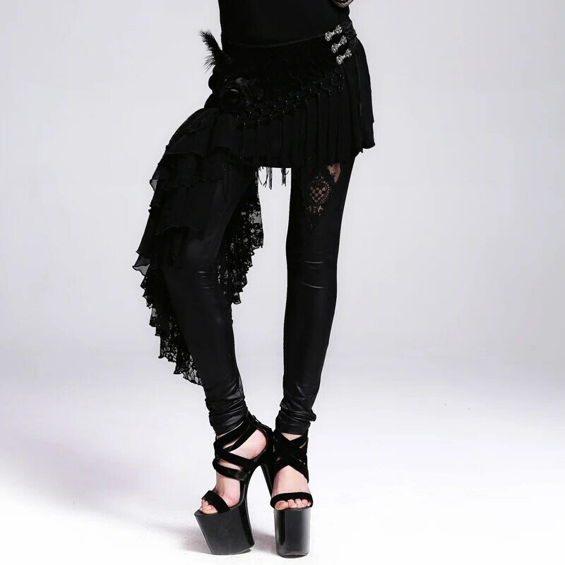 D.F 고딕 Steampunk 여성 벨트 고딕 패턴 여성을위한 고품질 벨트 블랙 슬리밍 Tassels 깃털과 허리 벨트